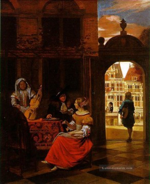 Rembrandt van Rijn Werke - Musical Party im Courtyard Genre Pieter de Hooch